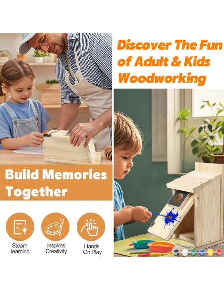 Kit Casa de Aves de Madera Rioychan con Pintura DIY 14x12.4x26.9cm Kit Casa de Aves de Madera Rioychan con Pintura DIY 14x12.4x26.9cm