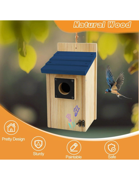 Kit Casa de Aves de Madera Rioychan con Pintura DIY 14x12.4x26.9cm Kit Casa de Aves de Madera Rioychan con Pintura DIY 14x12.4x26.9cm