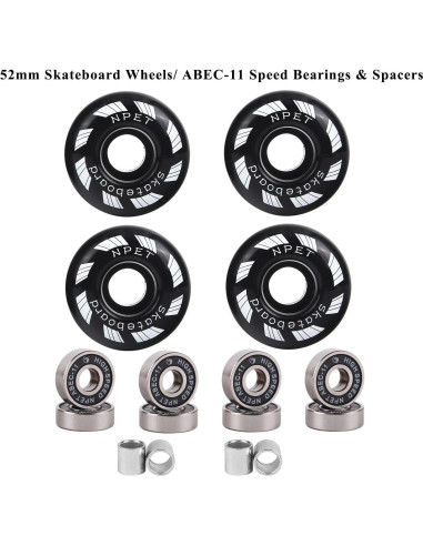 Conjunto de Patineta NPET 52mm con 8 Rodamientos ABEC-11