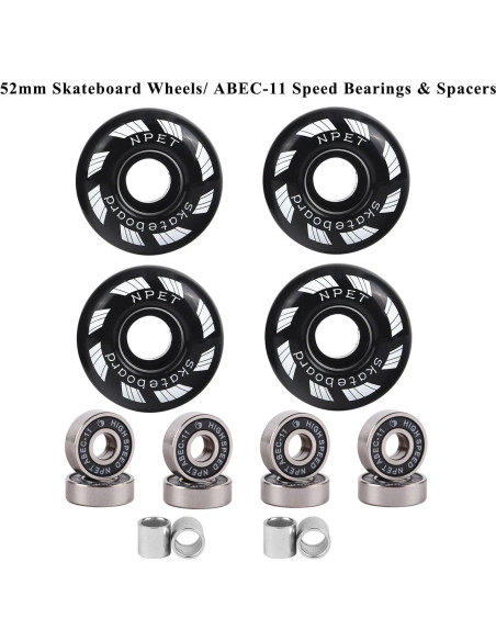 Conjunto de Patineta NPET 52mm con 8 Rodamientos ABEC-11