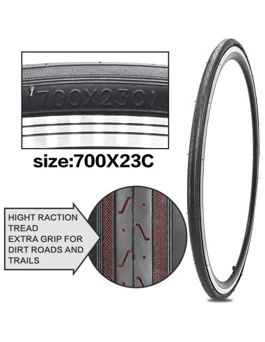 Neumáticos de Bicicleta de Carretera SIMEIQI 700x23C 2 Cámaras