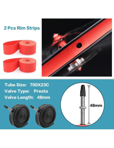 Neumáticos de Bicicleta de Carretera SIMEIQI 700x23C 2 Cámaras