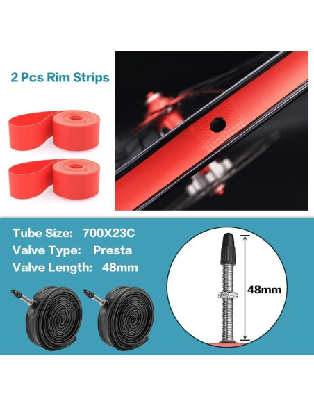 Neumáticos de Bicicleta de Carretera SIMEIQI 700x23C 2 Cámaras