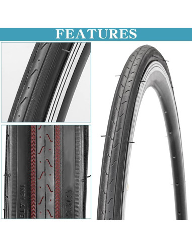 Neumáticos de Bicicleta de Carretera SIMEIQI 700x23C 2 Cámaras