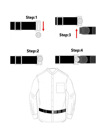 Cinturón Sujetador de Camisa Ajustable Kedofe 120 cm Elástico