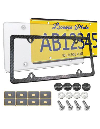 Combo Marco de Placa de Licencia FBJTDQ - Metal Carbono 30.48x15.24cm