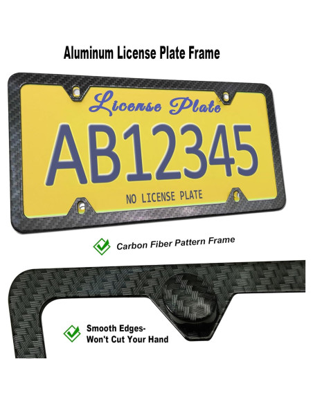 Combo Marco de Placa de Licencia FBJTDQ - Metal Carbono 30.48x15.24cm