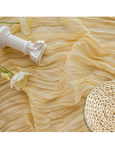 Caminito de Mesa de Gasa Beige Jugbey 3.05 m para Bodas y Fiestas