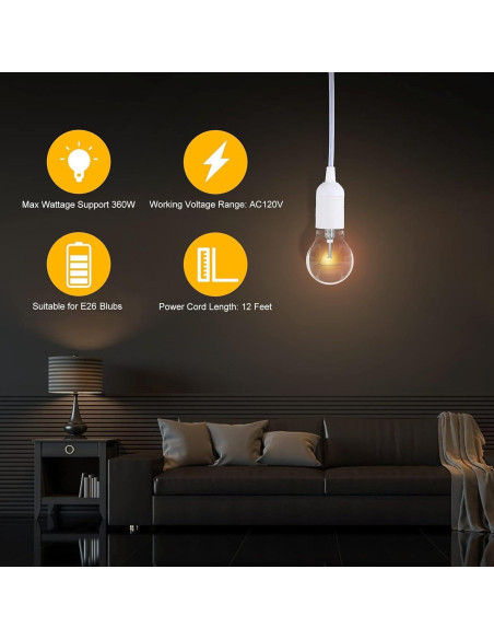 Cable de Extensión para Linterna Colgante Simple Deluxe E26 3.66m