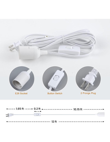Cable de Extensión para Linterna Colgante Simple Deluxe E26 3.66m