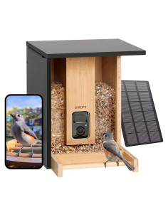 Comedero de Aves Inteligente NETVUE de Bambú con Cámara 1080P