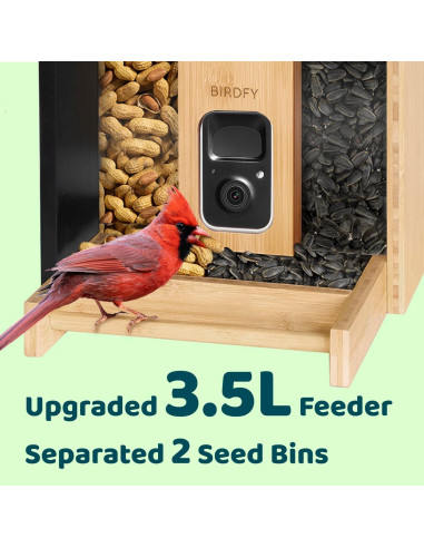 Comedero de Aves Inteligente NETVUE de Bambú con Cámara 1080P