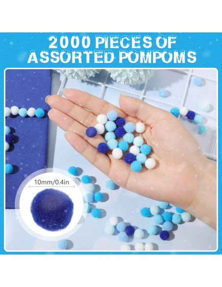 Pompones de Manualidades Tegeme 2000 Piezas 1 cm Azul