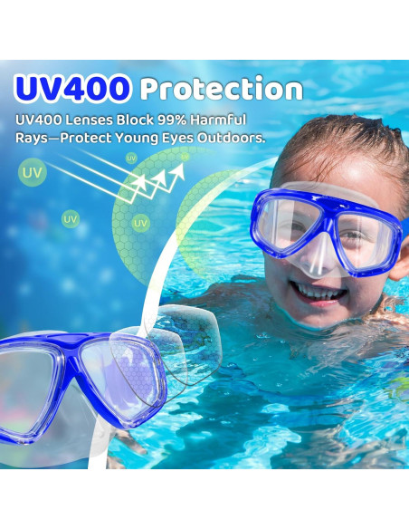 Gafas de natación Vvinca para niños 3-14 años, anti-vaho UV Gafas de natación Vvinca para niños 3-14 años, anti-vaho UV