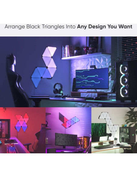 Kit Inteligente Nanoleaf Shapes Triángulos Negros 15 Pzs RGBW