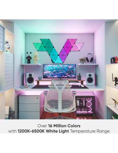 Kit Inteligente Nanoleaf Shapes Triángulos Negros 15 Pzs RGBW