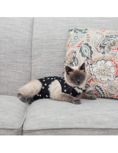 Mono postoperatorio para gatos Kedi Cats negro pequeño 2