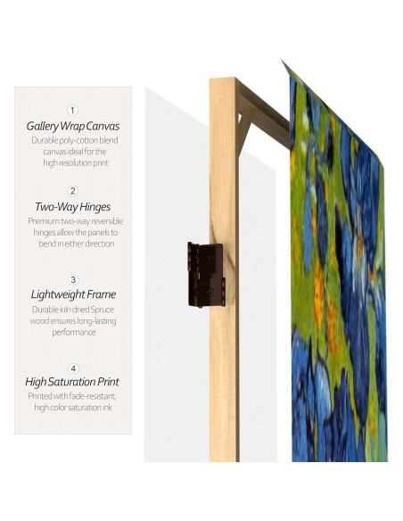 Pantalla Plegable de Lienzo Van Gogh 3 Paneles 120x60 cm