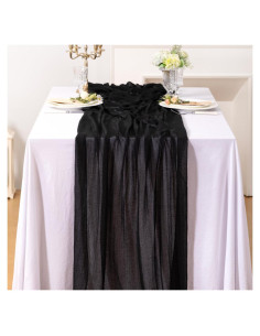 Caminito de Mesa de Gasa Negra Jimtx 120 cm para Bodas y Fiestas
