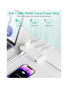 Regleta de Alimentación Alitayee 6 Salidas 3 USB 17W 5ft 2