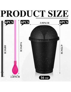 Set de 6 Vasos Slushie Ninehaoou 473 ml con Pajitas de Cuchara 2