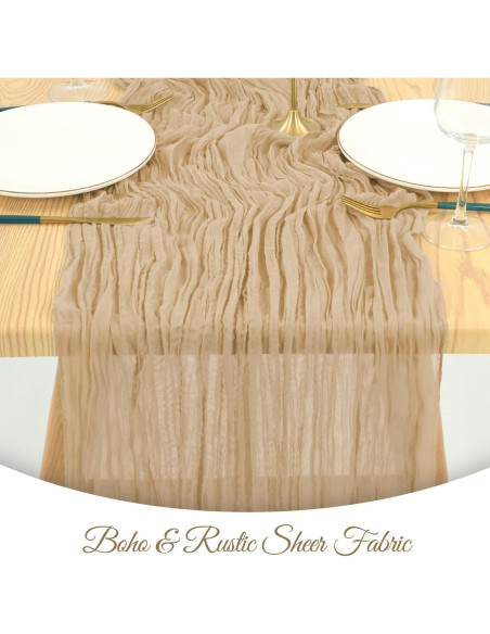 Paquete de 16 manteles de gasa beige 35 x 120 cm para eventos