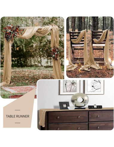 Paquete de 16 manteles de gasa beige 35 x 120 cm para eventos