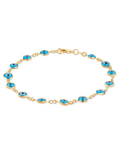 Pulsera de tobillo dorada Barzel con ojo malvado 25.4 cm