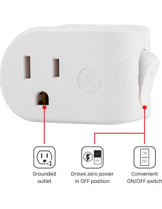 Interruptor de Potencia GE 25511 con Tierra, 3 Patas, Blanco 2