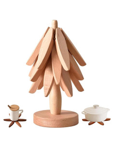 Trivetes de Madera JILITSE - Set de 3 Plegables para Platos Calientes