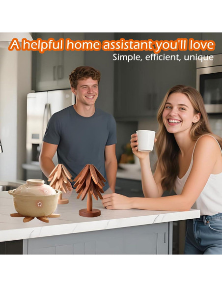 Trivetes de Madera JILITSE - Set de 3 Plegables para Platos Calientes