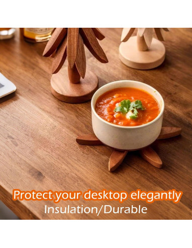 Trivetes de Madera JILITSE - Set de 3 Plegables para Platos Calientes