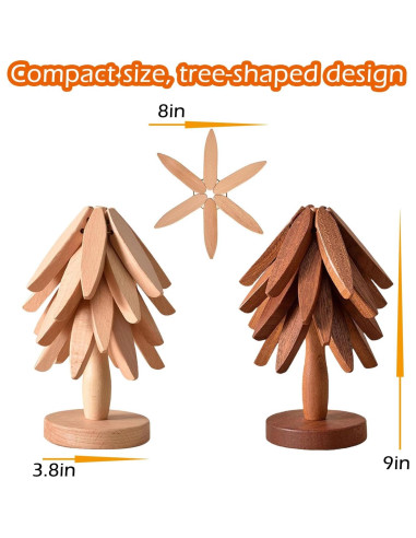 Trivetes de Madera JILITSE - Set de 3 Plegables para Platos Calientes