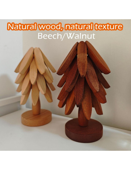 Trivetes de Madera JILITSE - Set de 3 Plegables para Platos Calientes