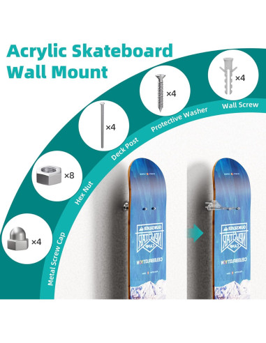 Soporte de Pared para Patineta Gadgetzan - Acrílico, 2 Pcs