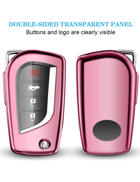 Cubierta de llavero QBUC para Toyota 4 botones TPU rosa