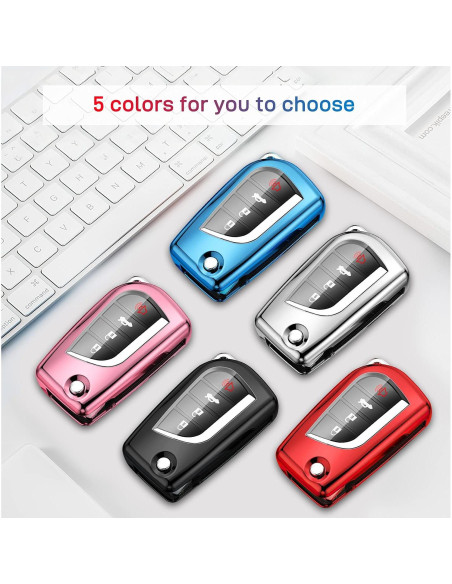 Cubierta de llavero QBUC para Toyota 4 botones TPU rosa