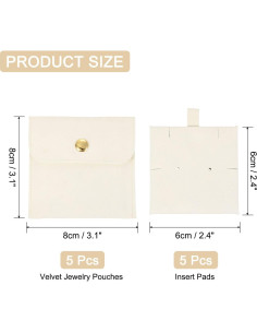 Bolsas de Joyas de Terciopelo uxcell 5 Pcs Beige 8x8cm 2