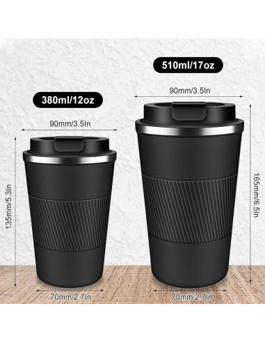 Taza de café de viaje LCKDHM 12 oz acero inoxidable aislada