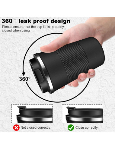 Taza de café de viaje LCKDHM 12 oz acero inoxidable aislada