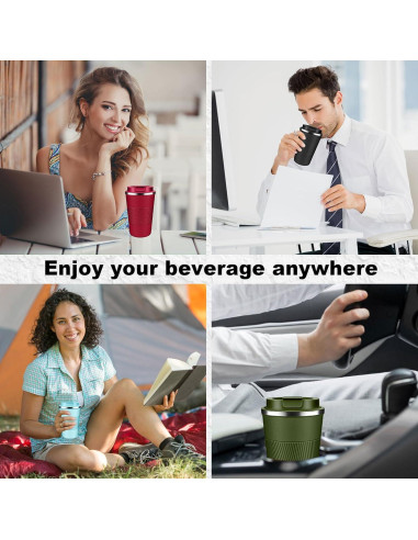 Taza de café de viaje LCKDHM 12 oz acero inoxidable aislada