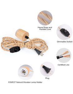 Kit de Luz Colgante Vintage Arturesthome 3m con Interruptor E26/E27 2