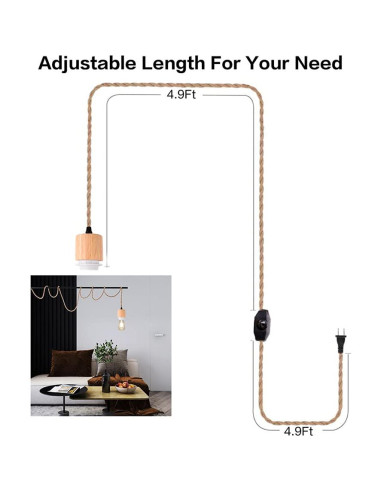 Kit de Luz Colgante Vintage Arturesthome 3m con Interruptor E26/E27