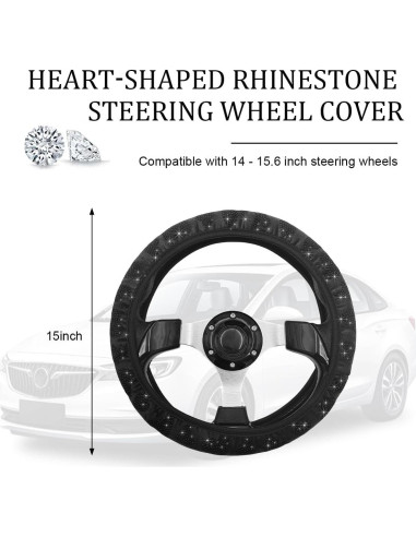 Funda de Volante Antideslizante Povtii 15" Caucho Negro