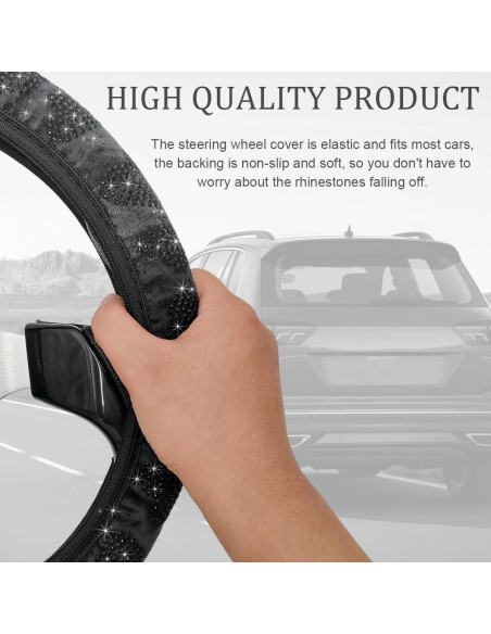 Funda de Volante Antideslizante Povtii 15" Caucho Negro