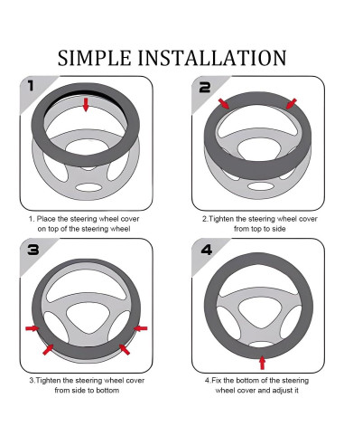 Funda de Volante Antideslizante Povtii 15" Caucho Negro