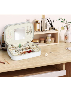 Caja de Joyería Portátil LOVSTORAGE Beige 16x11.4x5.1 cm 2
