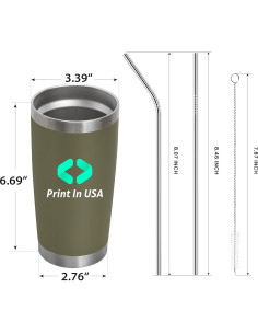 Vaso Aislado Doble Pared Tumzak 20oz Acero Inoxidable Verde Militar 2