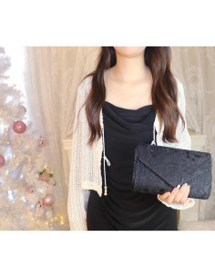 Bolso de Noche de Encaje Floral para Mujeres - Negro 2