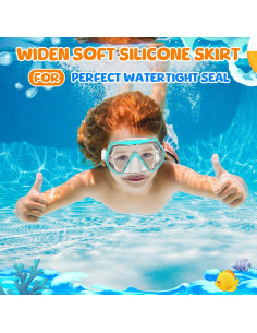 Gafas de natación para niños con snorkel y vidrio templado 2